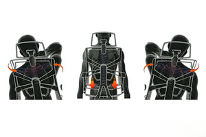 HOLLUDLE Shaper Chair adaptive backrest diagram showing spine-conforming back support